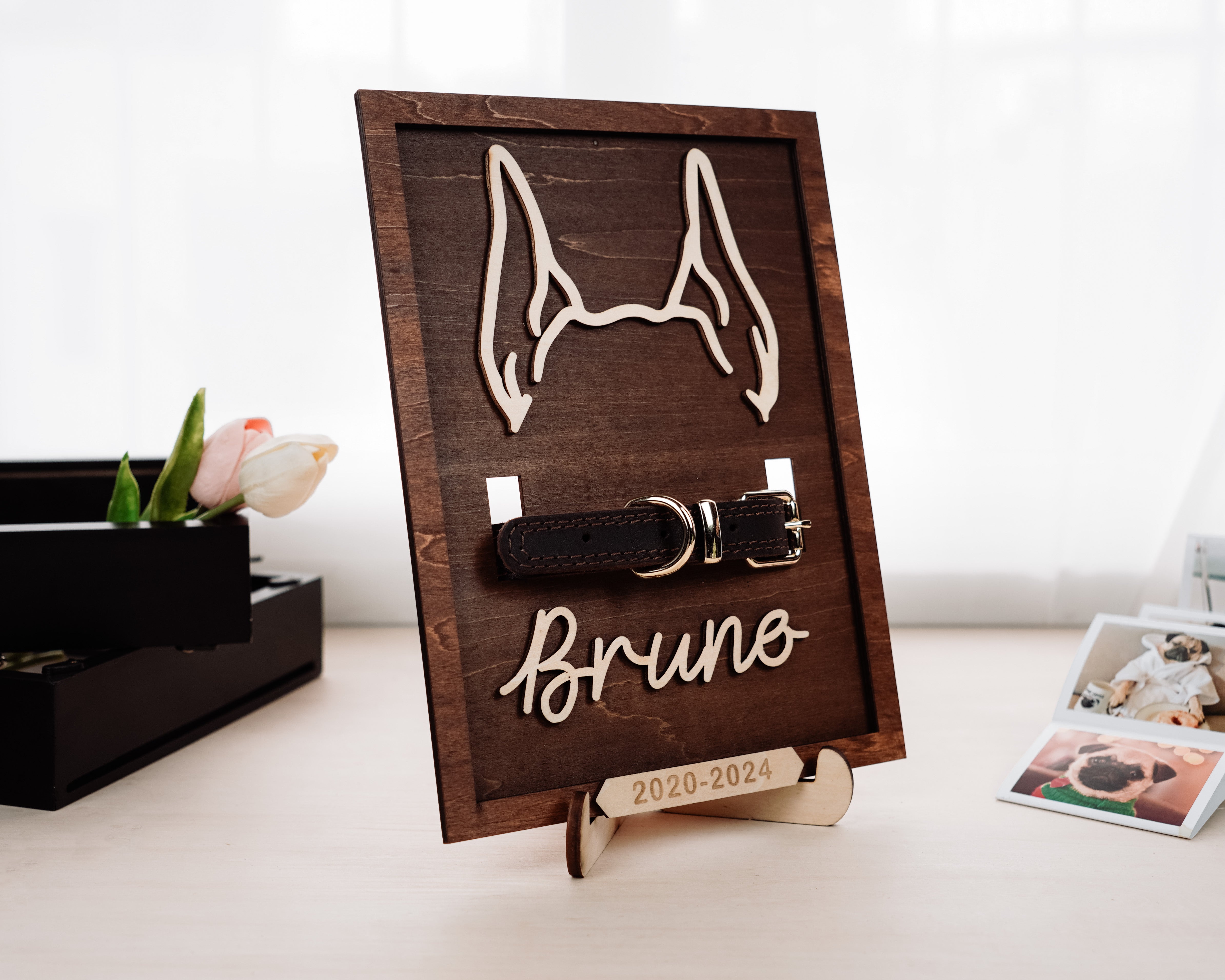 Personalized Pet Memorial Keepsake Ear Line Art Frame