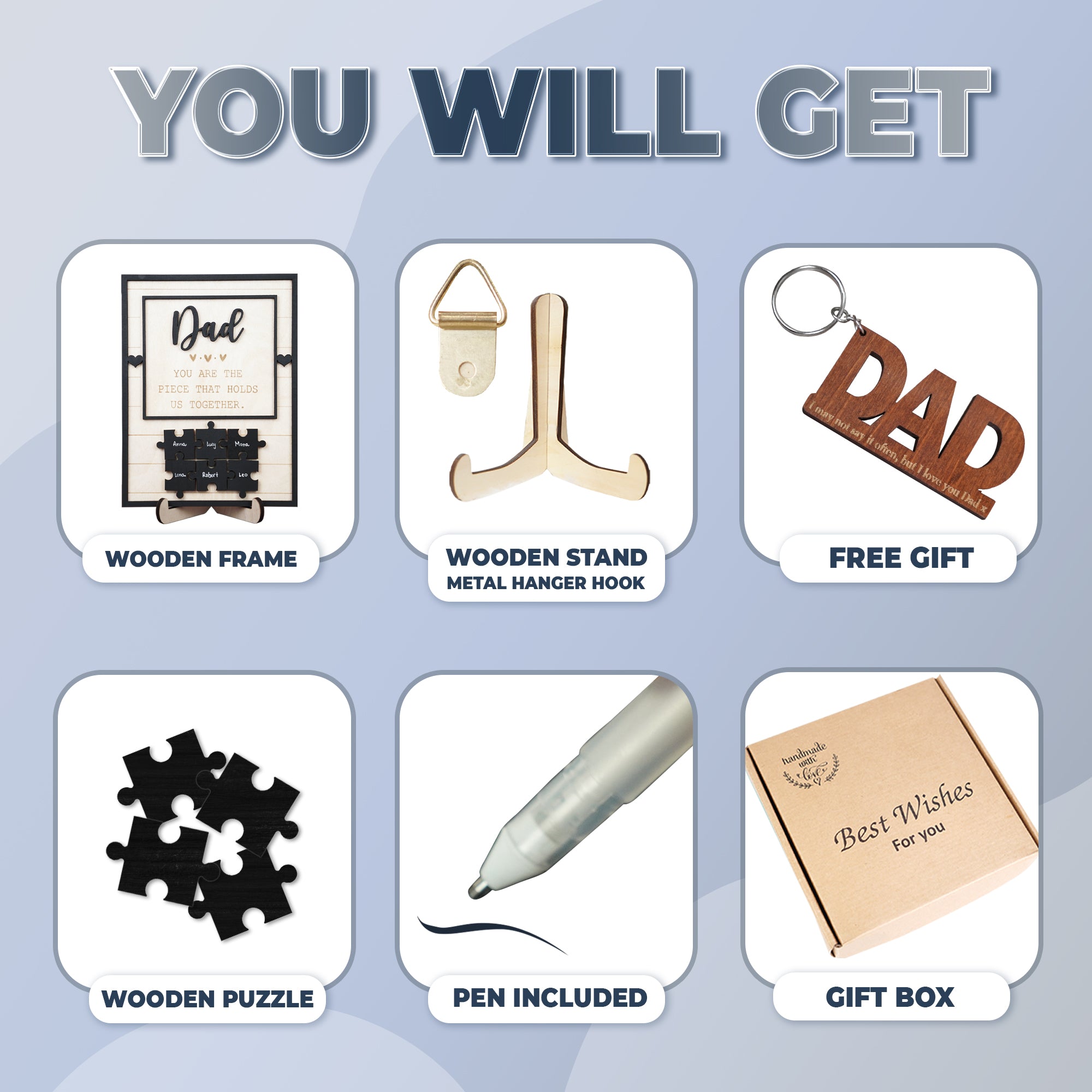 Dad Puzzle Sign Wooden Picture Frame