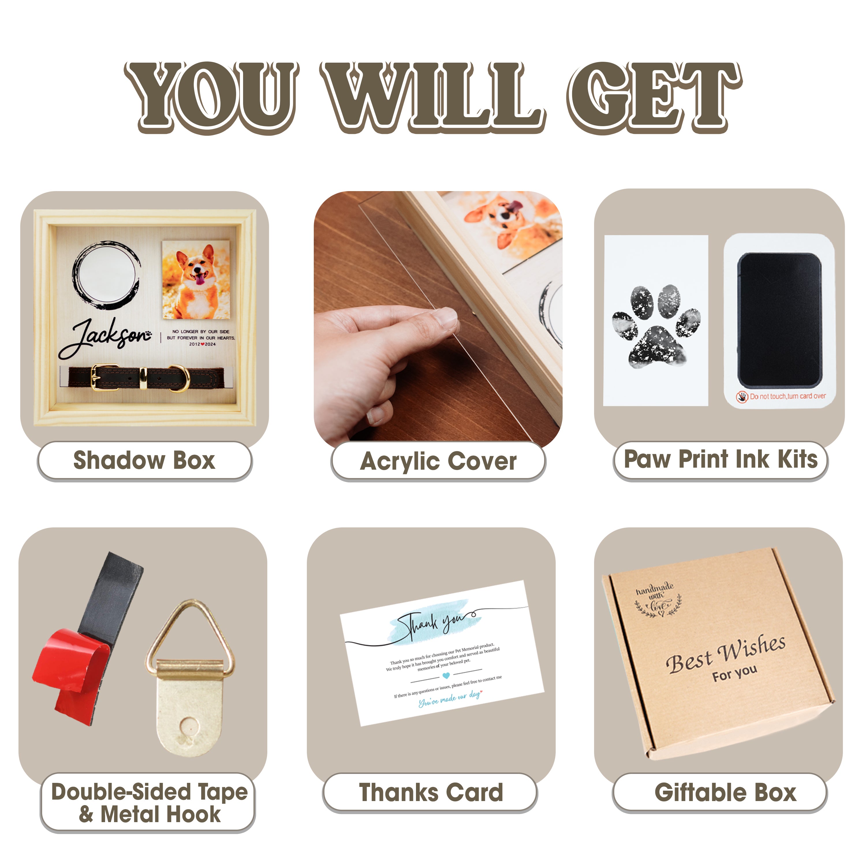 Pet Pawprint Kit Photo Shadow Box