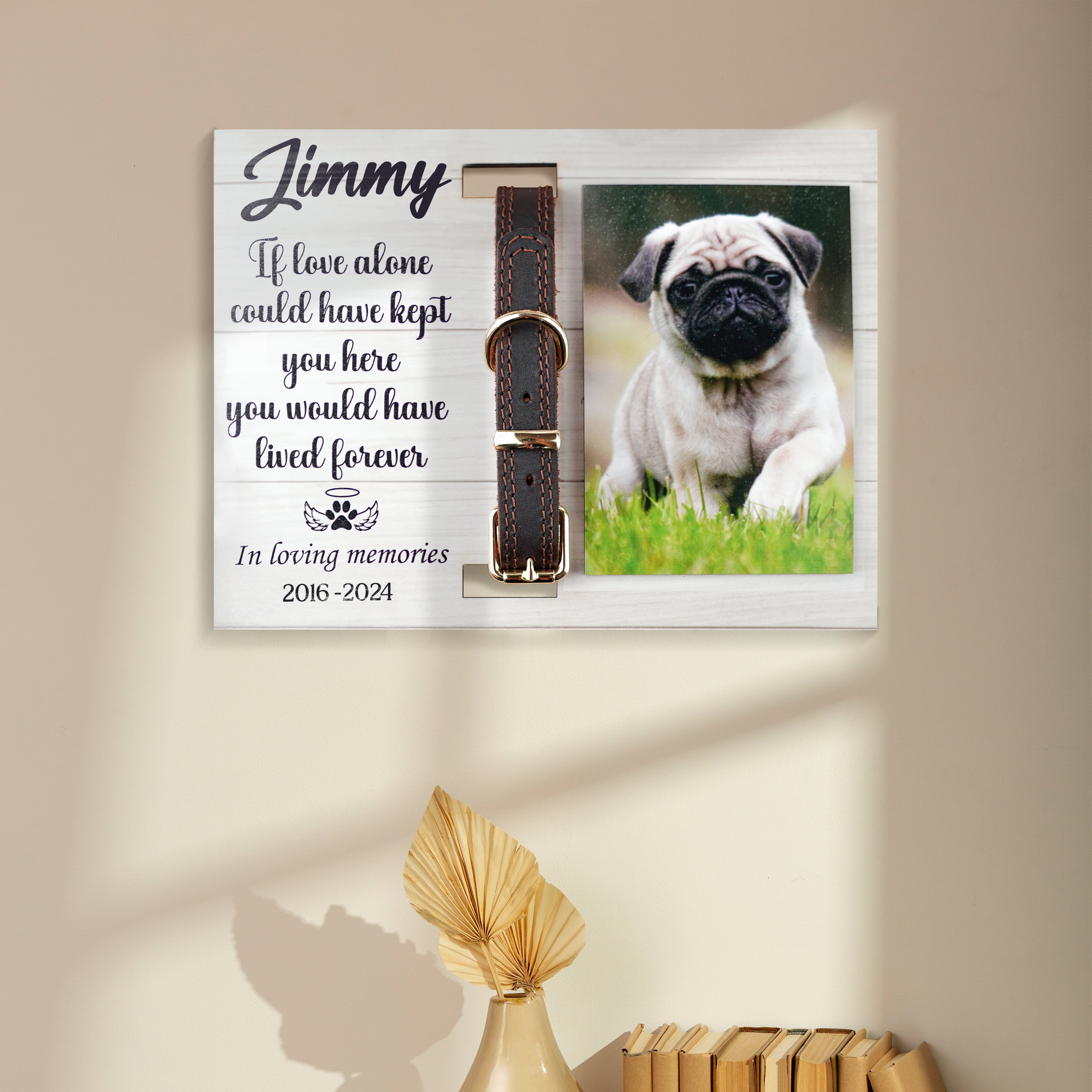Pet Memorial Picture Frame with Collar Holder